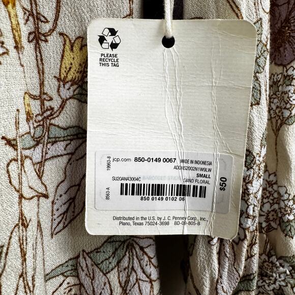 NWT A.N.A Sand Floral 3/4 Sleeve Creweneck Midi Shift Dress Womens Small - Picture 5 of 6